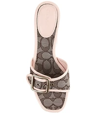 COACH Margot Signature Logo Jacquard Buckle Slide Sandals