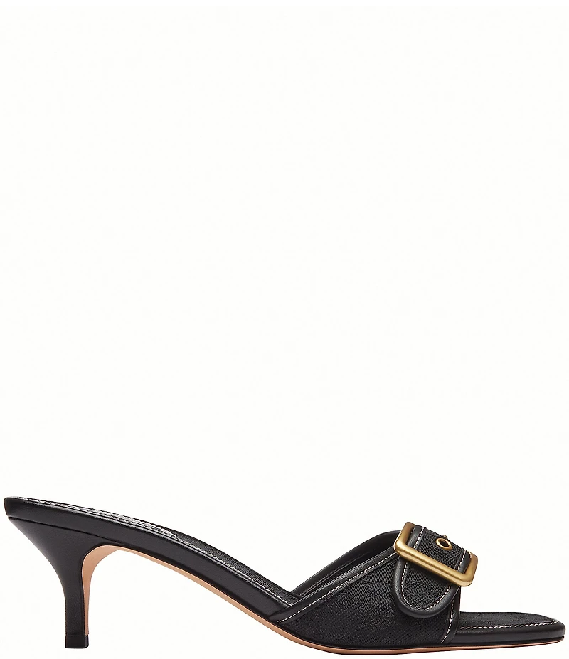 COACH Margot Signature Logo Jacquard Buckle Slide Sandals