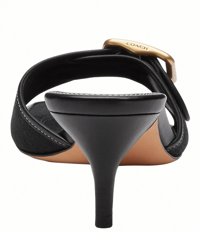 COACH Margot Signature Logo Jacquard Buckle Slide Sandals