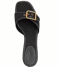 COACH Margot Signature Logo Jacquard Buckle Slide Sandals