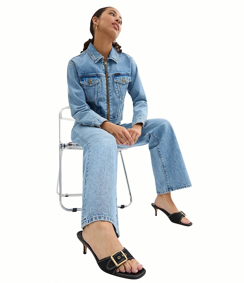 COACH Margot Signature Logo Jacquard Buckle Slide Sandals