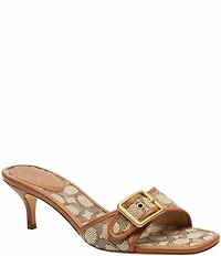 COACH Margot Signature Logo Jacquard Buckle Slide Sandals
