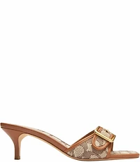 COACH Margot Signature Logo Jacquard Buckle Slide Sandals
