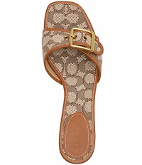 COACH Margot Signature Logo Jacquard Buckle Slide Sandals