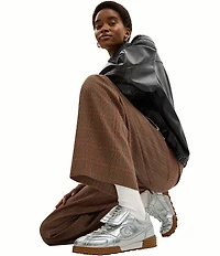 COACH Women's Match Metallic Leather Foldover Lace Up Sneakers