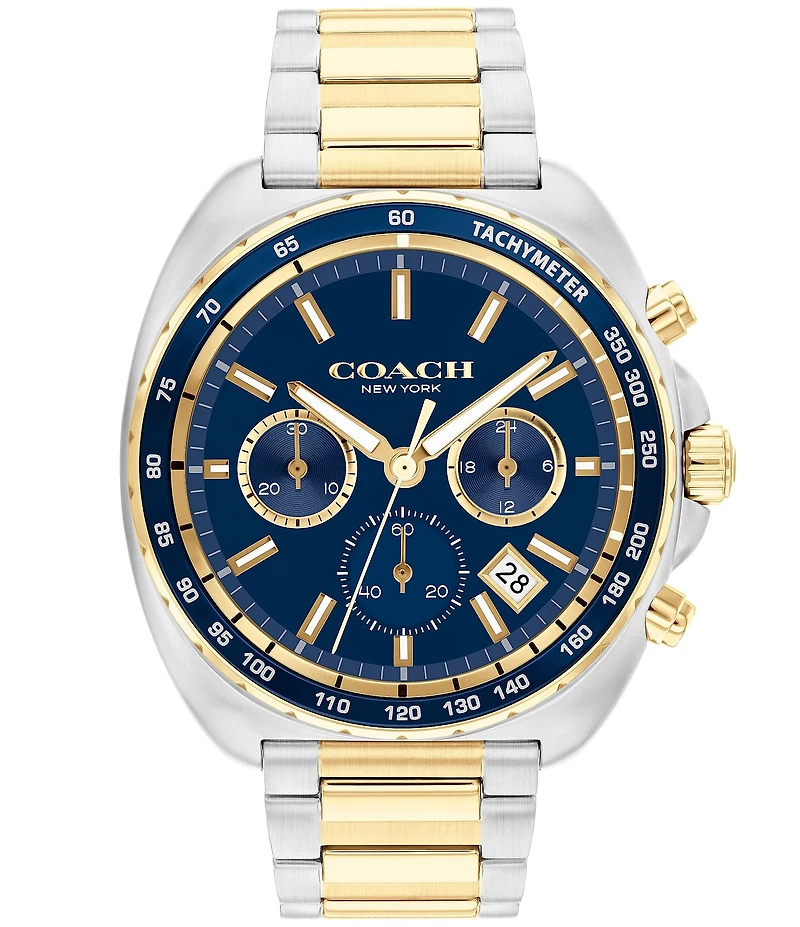 COACH Men's Charter Chronograph Two Tone Stainless Steel Bracelet Watch