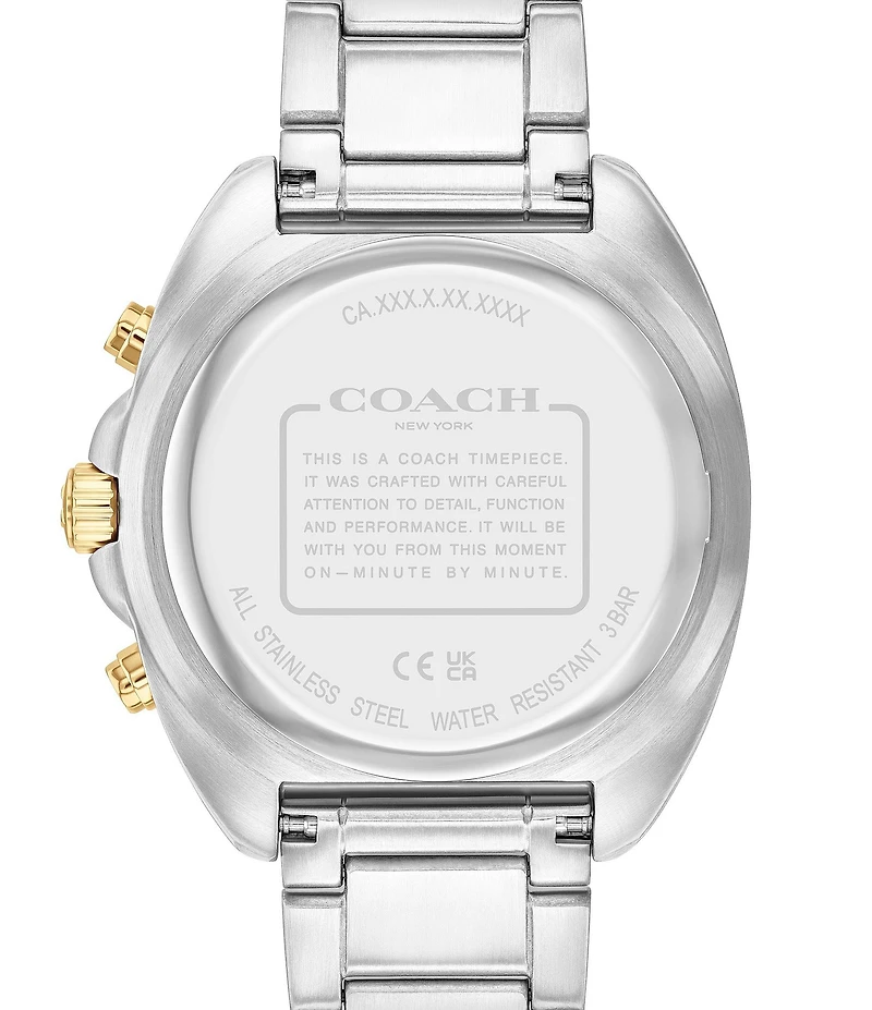 COACH Men's Charter Chronograph Two Tone Stainless Steel Bracelet Watch
