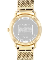 COACH Men's Elliot Quartz Analog Black Dial Gold Mesh Bracelet Watch