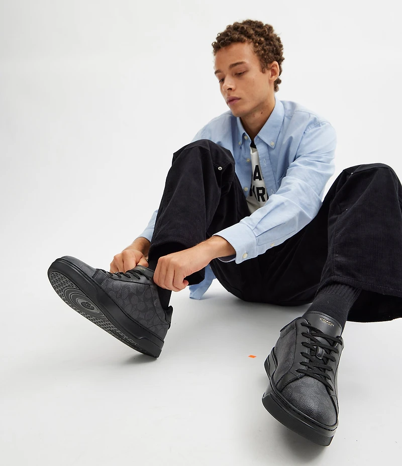 COACH Men's High Line Signature Logo Coated Canvas Sneakers