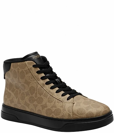 COACH Men's Hign Line Signature Logo Coated Canvas High-Top Sneakers