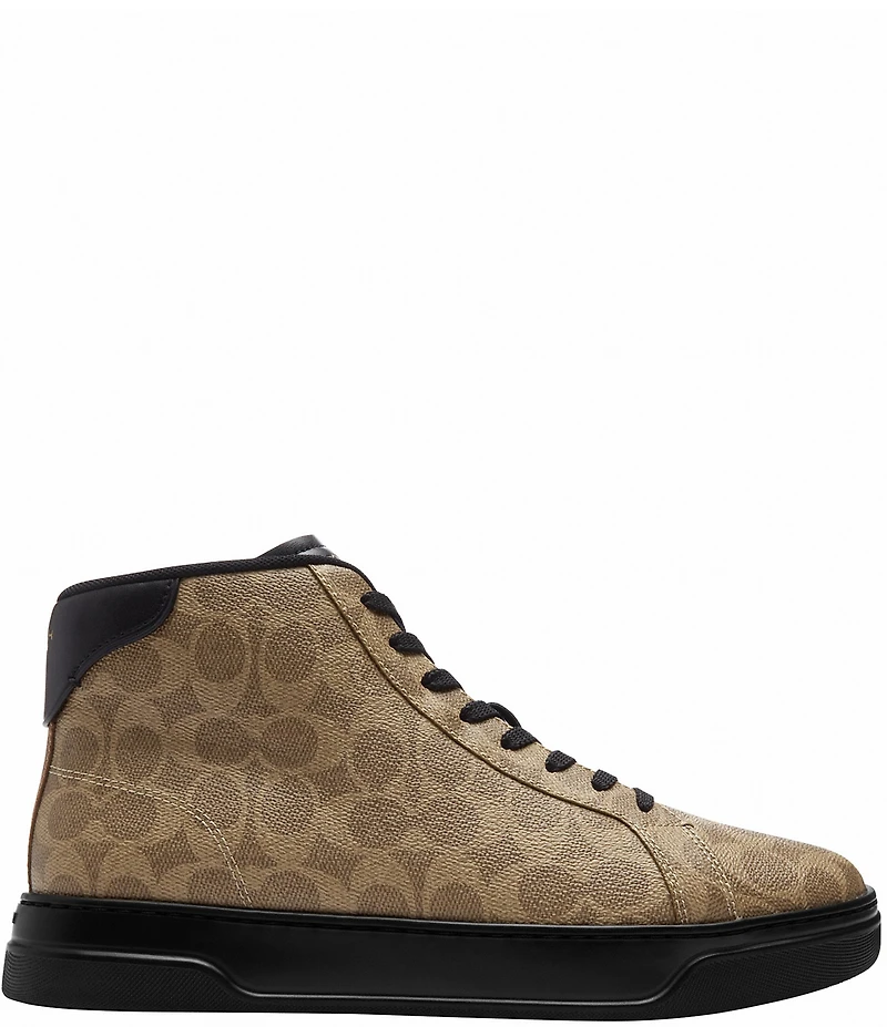 COACH Men's Hign Line Signature Logo Coated Canvas High-Top Sneakers