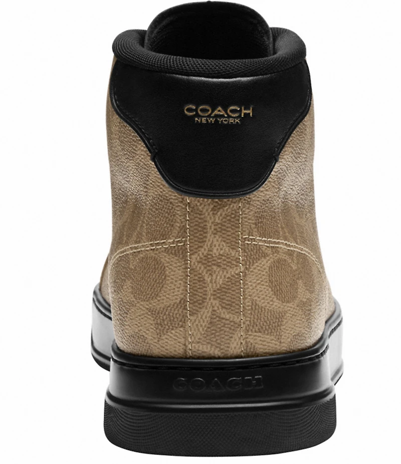 COACH Men's Hign Line Signature Logo Coated Canvas High-Top Sneakers