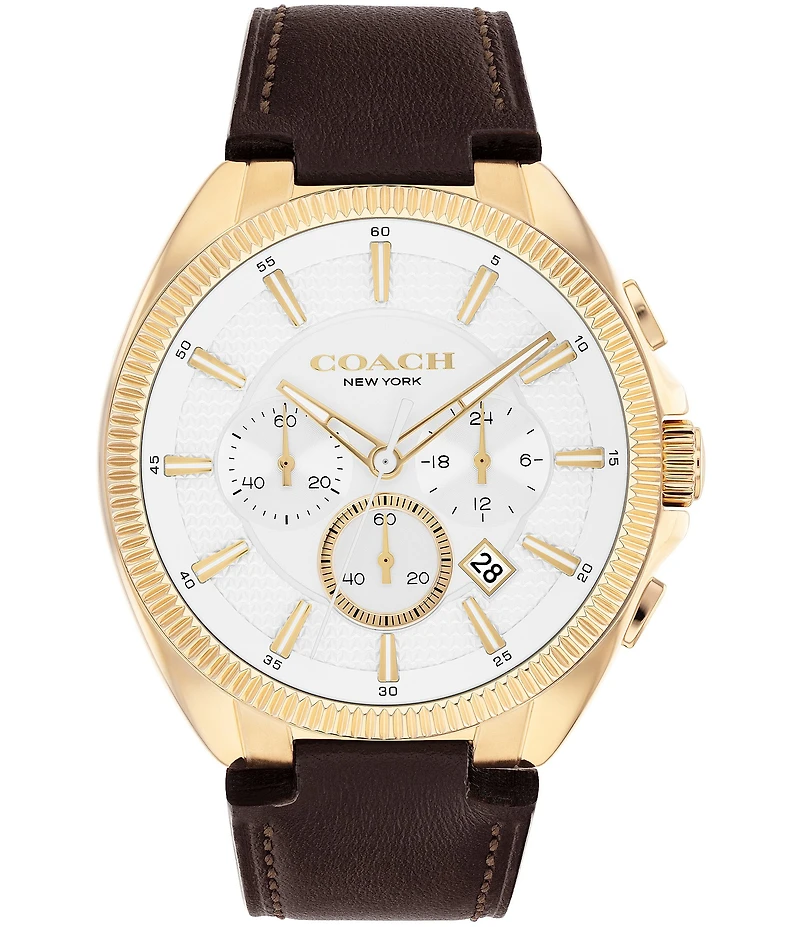 COACH Men's Jackson Quartz Chronograph Brown Leather Strap Watch