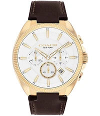 COACH Men's Jackson Quartz Chronograph Brown Leather Strap Watch