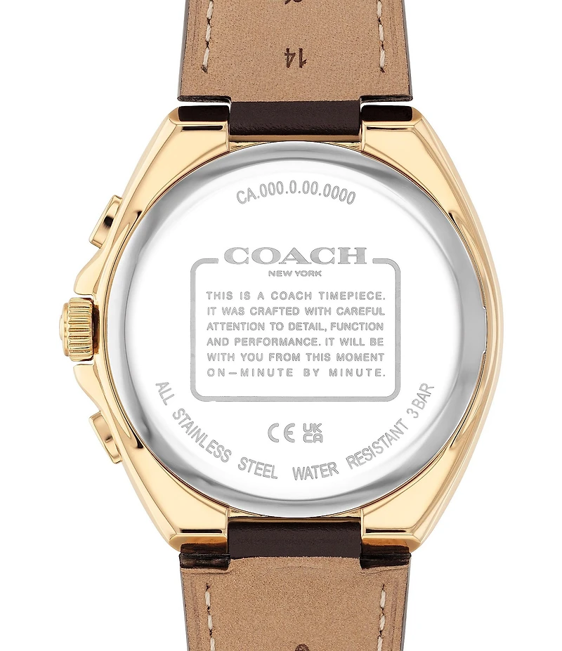 COACH Men's Jackson Quartz Chronograph Brown Leather Strap Watch