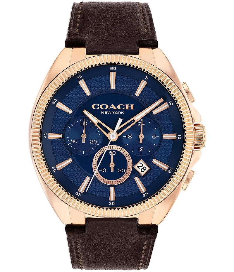 COACH Men's Jackson Quartz Chronograph Brown Leather Strap Watch