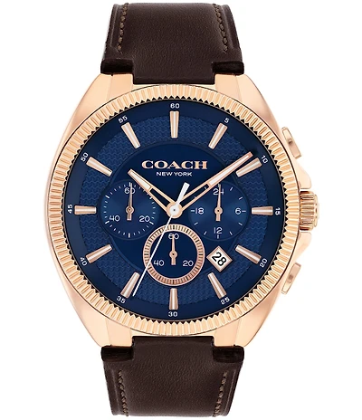 COACH Men's Jackson Quartz Chronograph Brown Leather Strap Watch