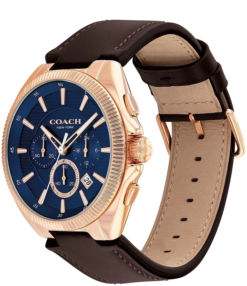 COACH Men's Jackson Quartz Chronograph Brown Leather Strap Watch