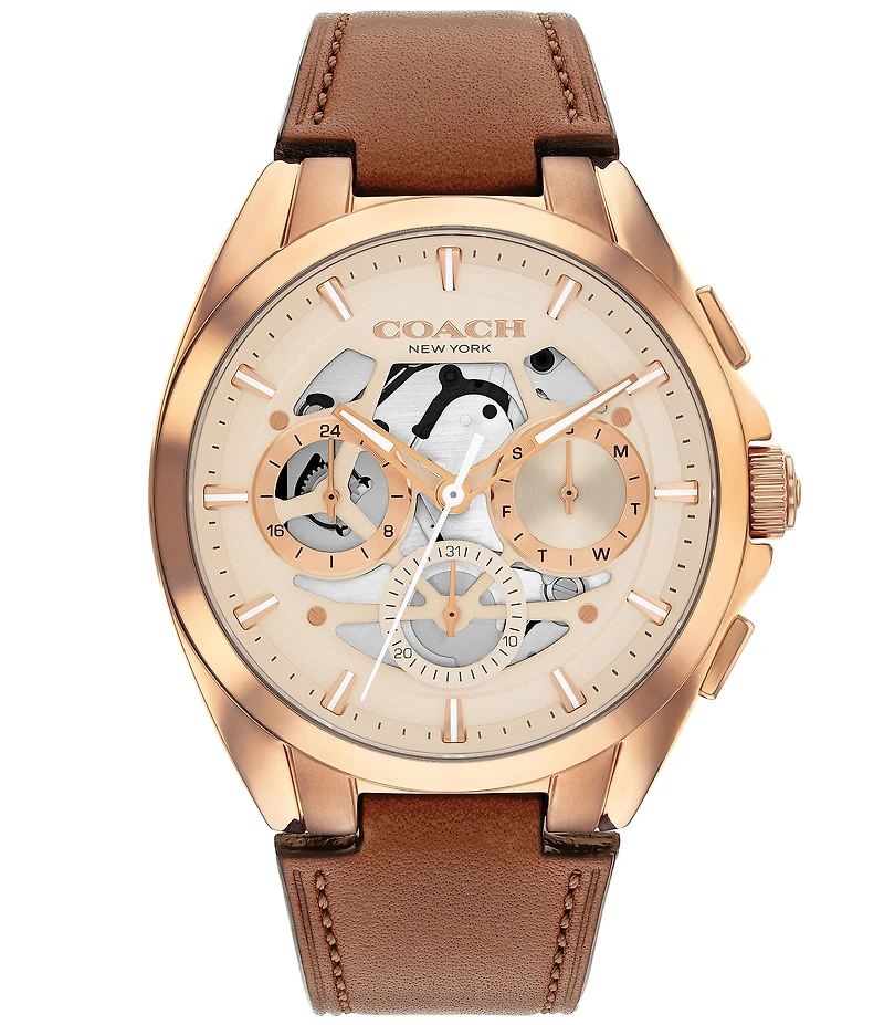 COACH Men's Jackson Quartz Chronograph Leather Strap Watch