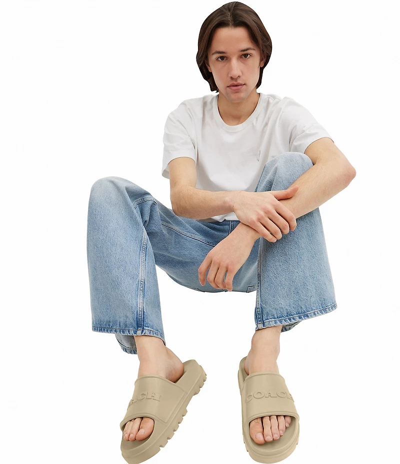 COACH Men's Jesse Signature Logo Pool Slide Sandals