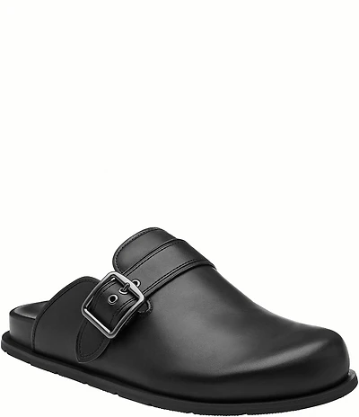 COACH Men's Leather Buckle Detail Clogs
