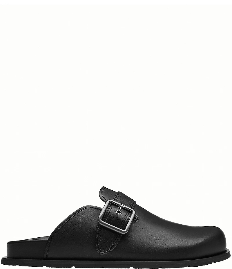 COACH Men's Leather Buckle Detail Clogs