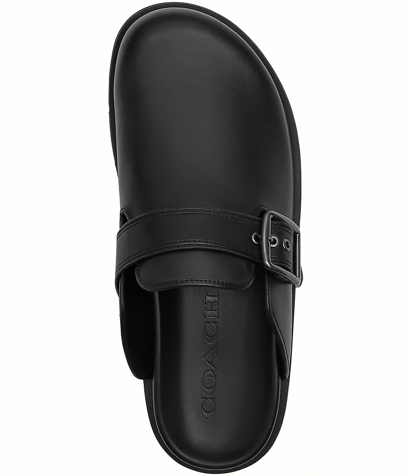 COACH Men's Leather Buckle Detail Clogs