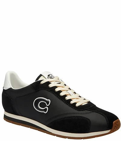 COACH Men's Nylon and Suede Logo Flat Sneakers
