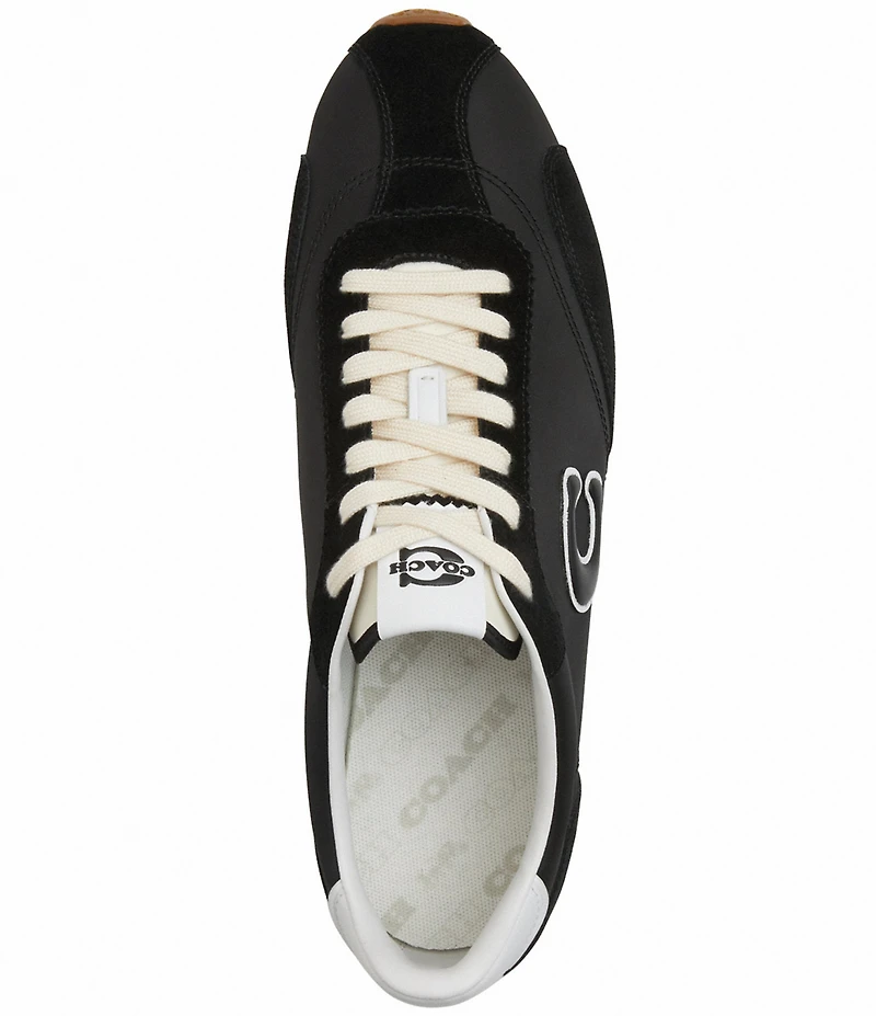 COACH Men's Nylon and Suede Logo Flat Sneakers
