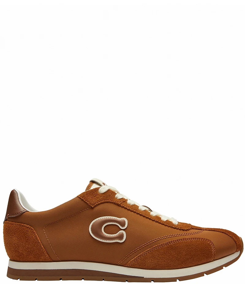 COACH Men's Nylon and Suede Logo Flat Sneakers