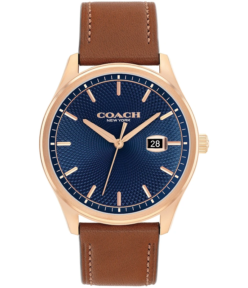 COACH Men's Oliver Quartz Analog Leather Strap Watch