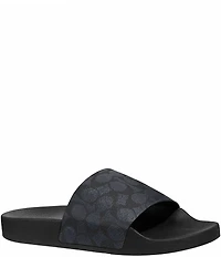 COACH Men's Signature Logo Coated Canvas Pool Slide Sandals