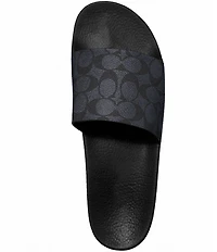COACH Men's Signature Logo Coated Canvas Pool Slide Sandals