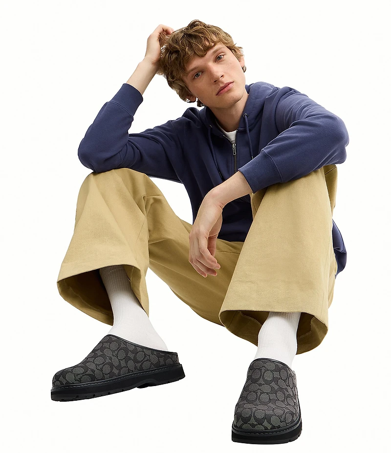 COACH Men's Signature Jaquard Sport Mules