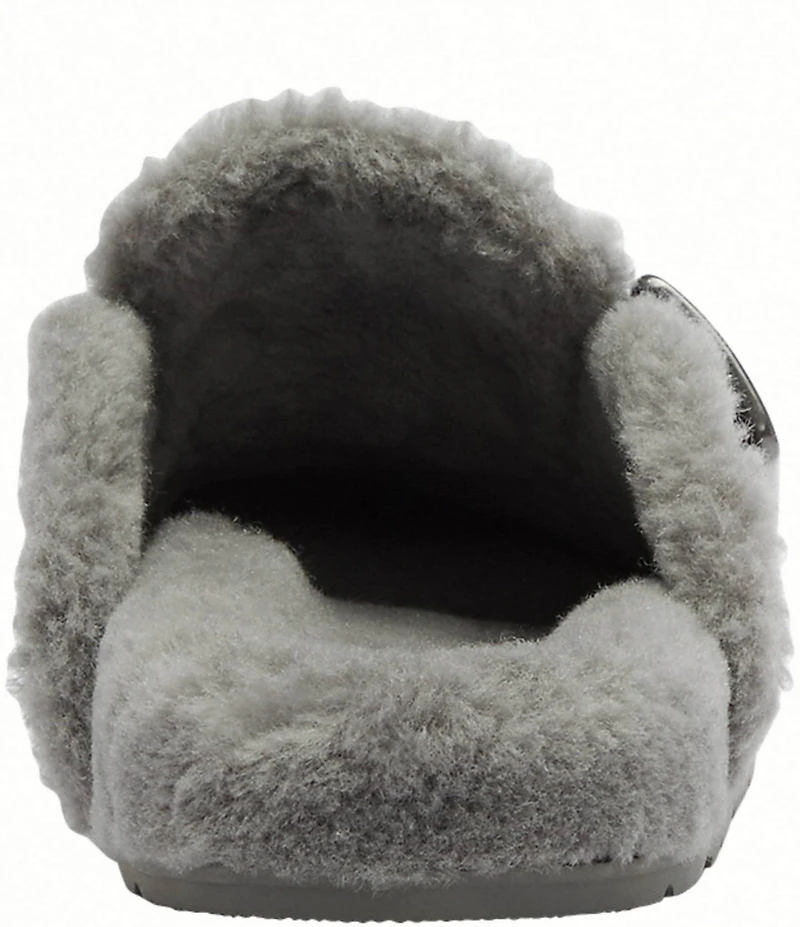 COACH Men's Signature Logo Suede Shearling Buckle Hardware Clogs