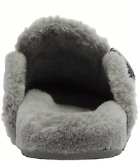 COACH Men's Signature Logo Suede Shearling Buckle Hardware Clogs