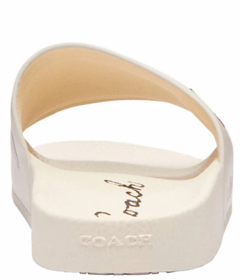 COACH Men's Leather Sketch Print Pool Slide Sandals