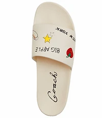 COACH Men's Leather Sketch Print Pool Slide Sandals