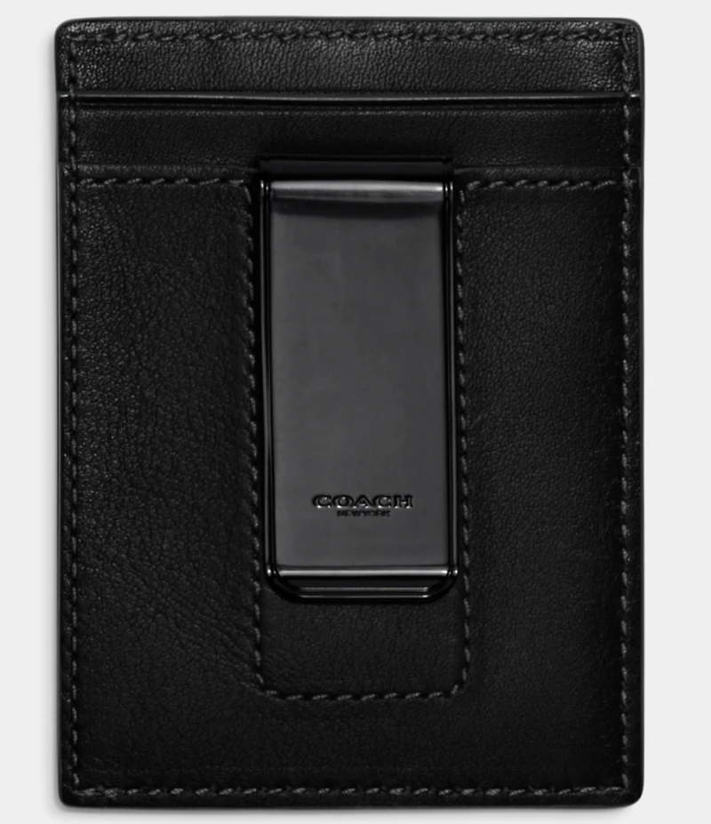 COACH Sport Calf Leather Money Clip Card Case