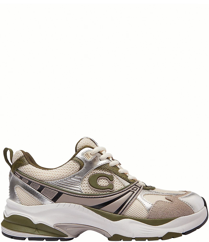 COACH Women's Leather and Mesh Lace Up Sneakers