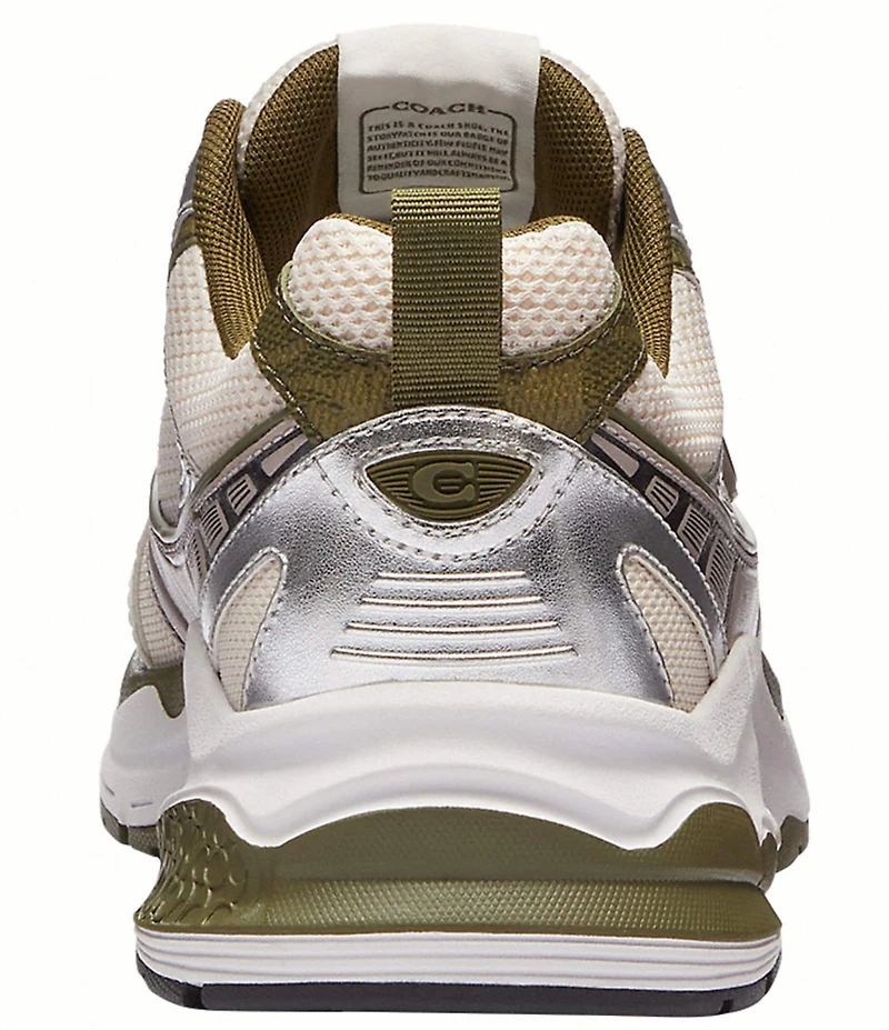 COACH Women's Leather and Mesh Lace Up Sneakers