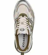 COACH Women's Leather and Mesh Lace Up Sneakers