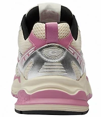 COACH Women's Leather and Mesh Lace Up Sneakers