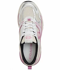 COACH Women's Leather and Mesh Lace Up Sneakers