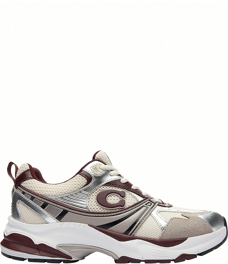 COACH Women's Leather and Mesh Lace Up Sneakers