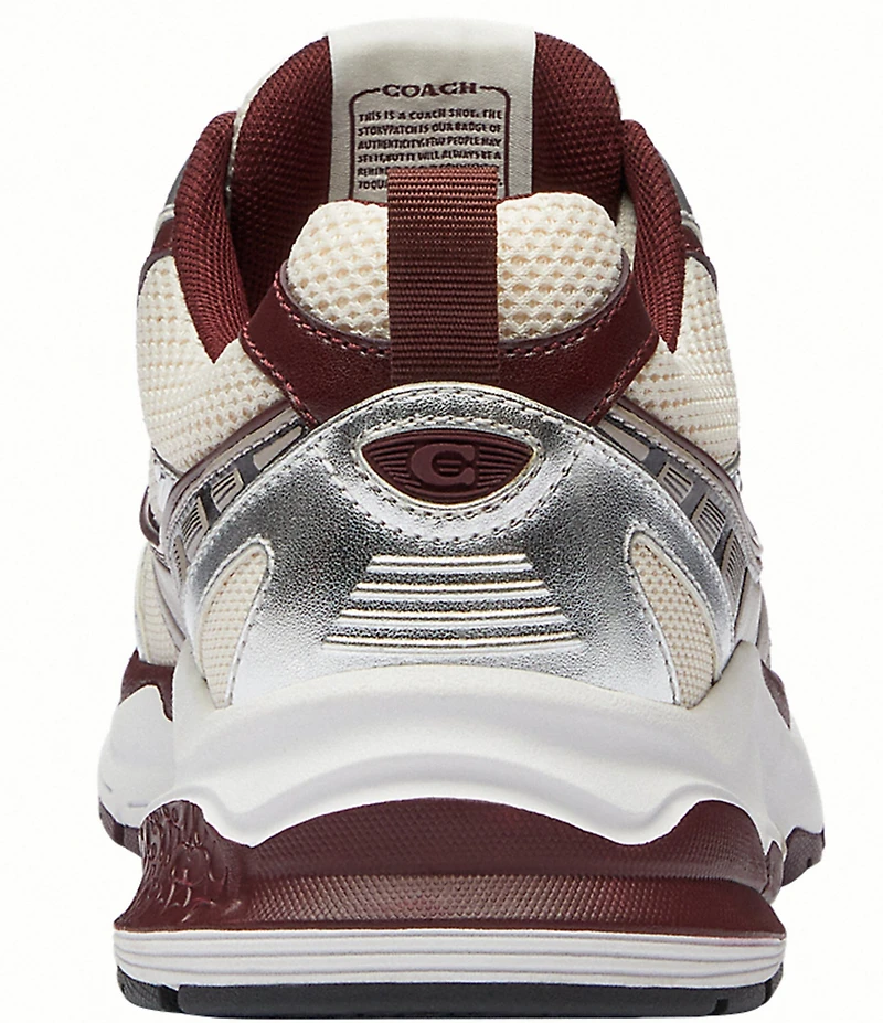 COACH Women's Leather and Mesh Lace Up Sneakers