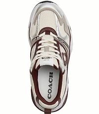 COACH Women's Leather and Mesh Lace Up Sneakers