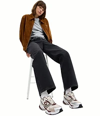 COACH Women's Leather and Mesh Lace Up Sneakers