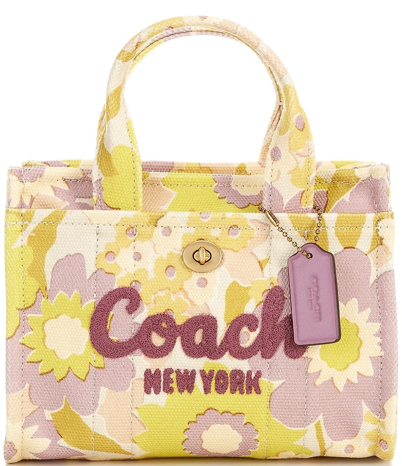 COACH Mini Cargo 20 Canvas Pink Multi Floral Print Tote Bag