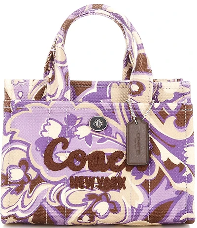 COACH Mini Cargo 20 Canvas Purple Brown Paisley Print Tote Bag